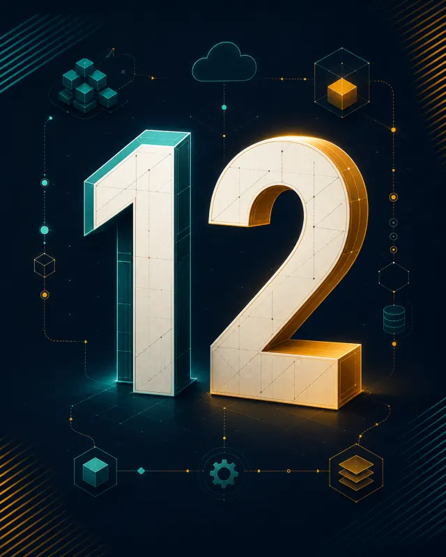 تصویر مفهومی عدد ۱۲ برای 12Factor App